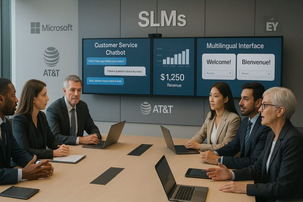 Casos de Éxito Reales: Microsoft y NoBroker Implementan SLMs Casos éxito modelos de lenguaje pequeños Microsoft NoBroker implementación empresarial