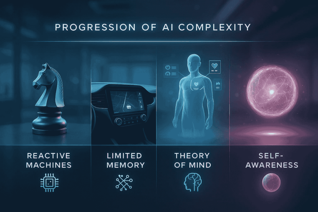 Clasificación cuatro tipos inteligencia artificial Hintze progresión complejidad