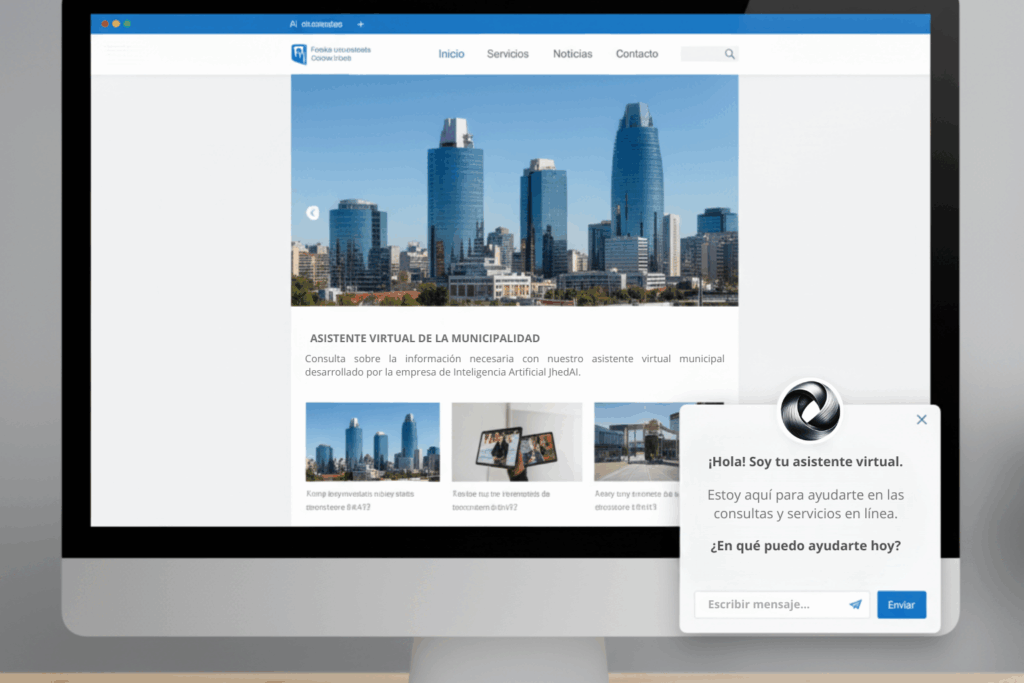 Chatbot de inteligencia artificial atendiendo a usuarios en un sitio web chileno