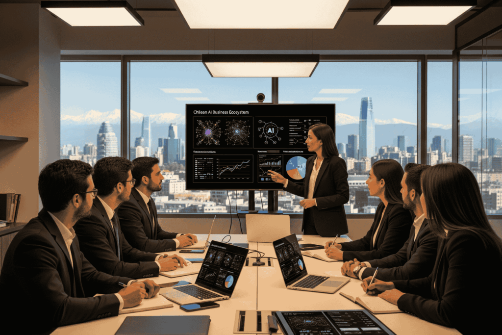 Ecosistema empresarial capacitaciones IA Chile profesionales Santiago tecnología