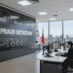 Oficina bancaria en Chile con sistemas de IA para detección de fraudes en tiempo real