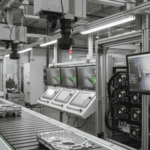 Línea de producción automatizada equipada con cámaras de visión computacional e inteligencia artificial industrial desarrollada por JhedAI en Chile.