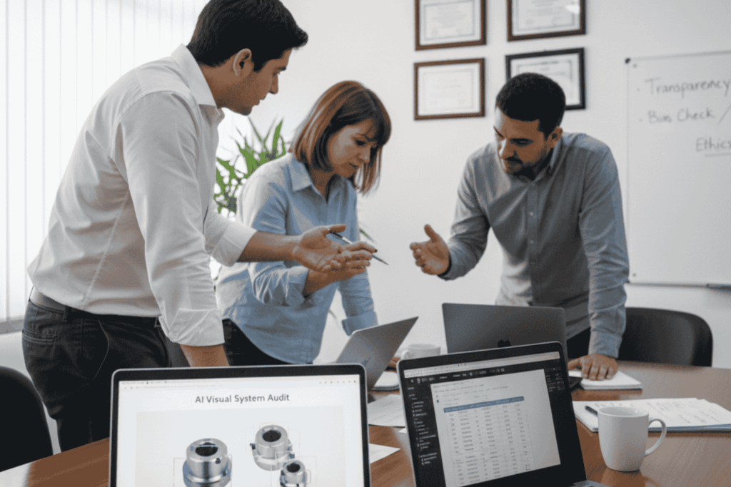 Equipo JhedAI verificando transparencia y precisión de modelos IA visual en entorno corporativo chileno.