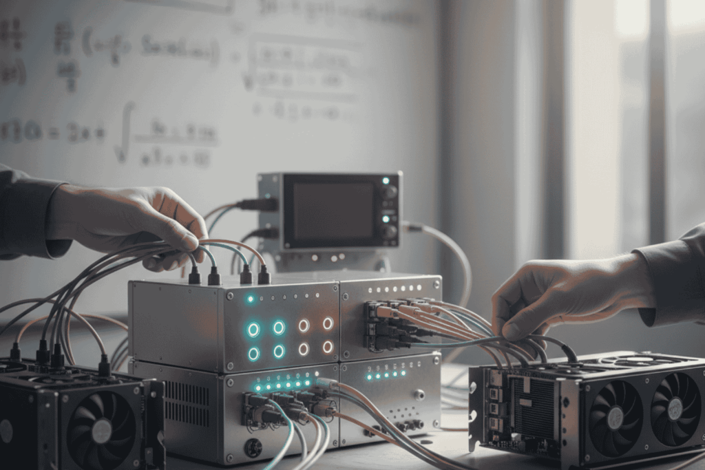 Enrutador cuántico-inspirado de JhedAI demostrando comunicación probabilística dentro del sistema Lenguaje Cuántico IA.