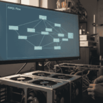 Estación GPU visualizando el flujo AMQL en un modelo de Lenguaje Cuántico IA desarrollado por JhedAI en laboratorio chileno.